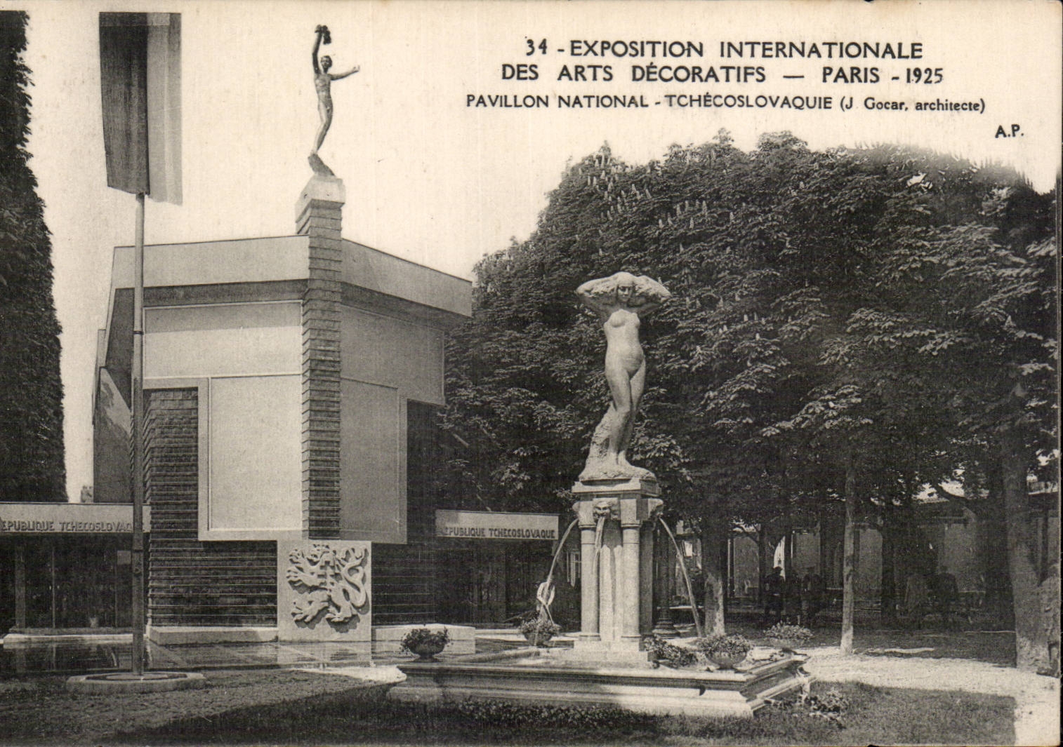CPA Paris Exposition internationale des Arts decoratifs 1925 Pavillon nationla Tchecoslovaquie