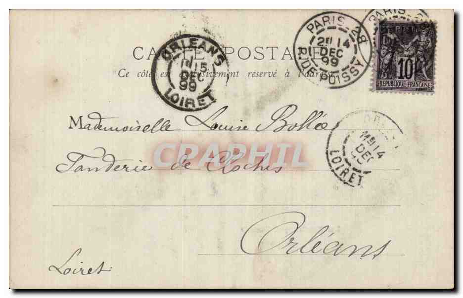 La Roche qui Pleure — Fontainebleau — G.P. Paris, B 12 1899 — Verso