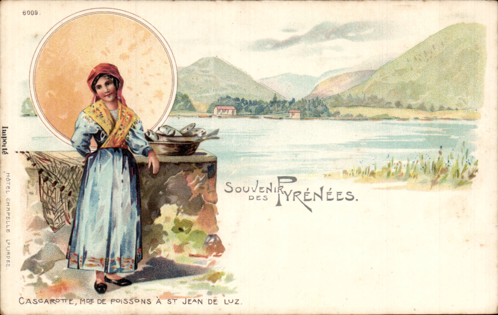 Cascarotte, mère de poissons à St Jean de Luz — Souvenir des Pyrénées — éditeur Laupont, n° 6009