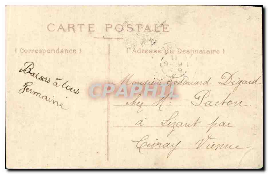 CPA Poitiers Hotel de la Prevote — Rückseite