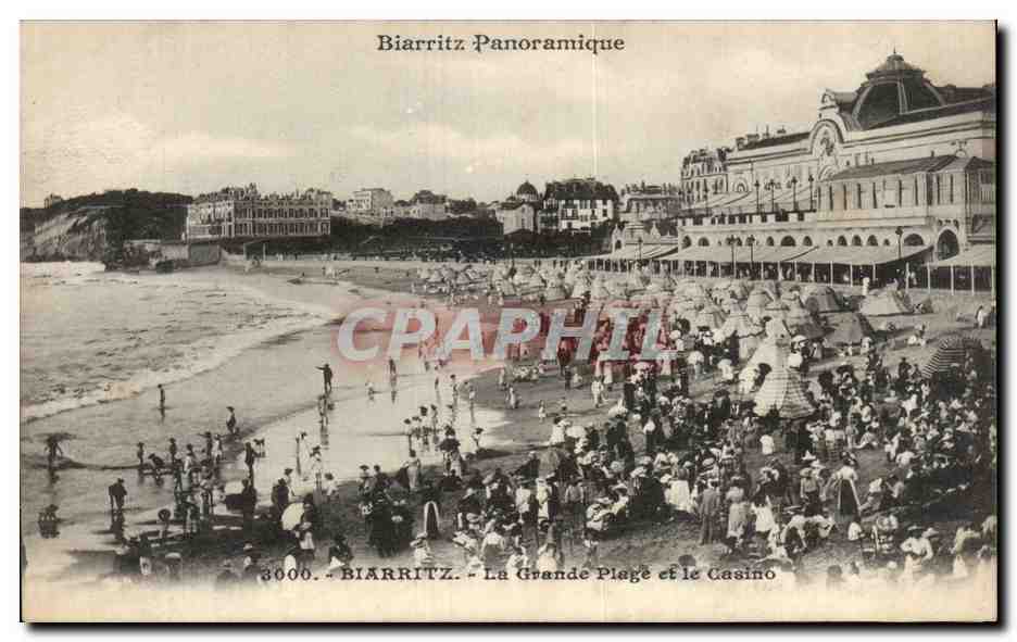 CPA Biarritz la grande plage et le casino