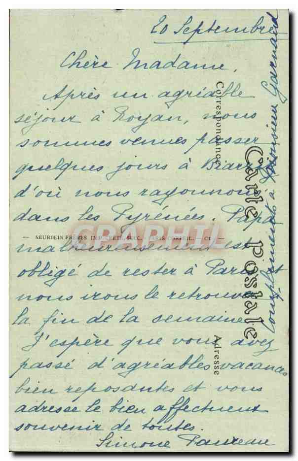 CPA Biarritz L atalaye et le tunnel — Verso