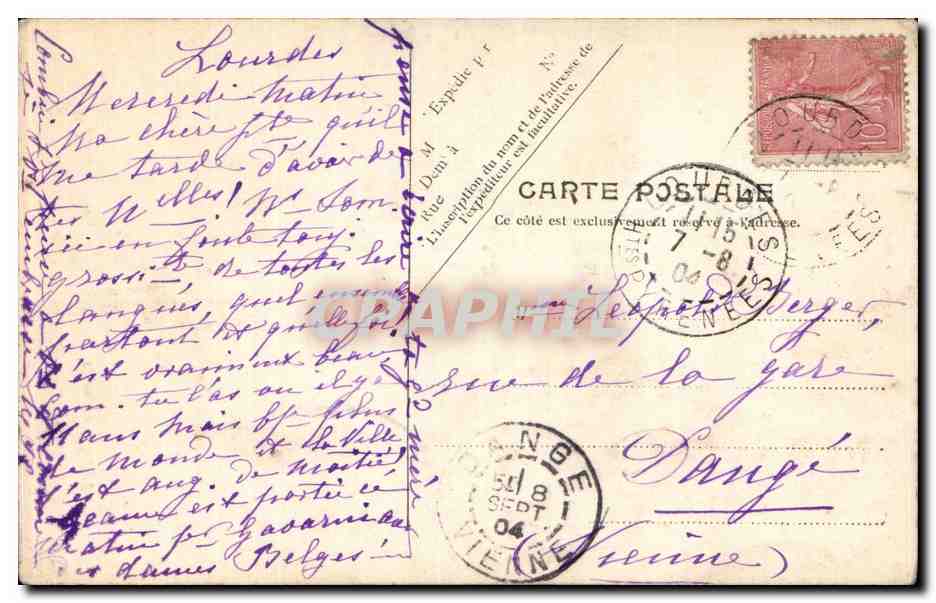 CPA Lourdes Gare du Pic du Jer — Verso