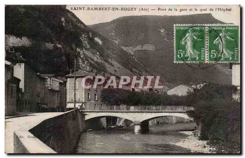 CPA Saint Rambert en Bugey Pont de la gare et le quai de l hopital
