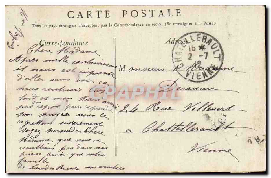 CPA Lourdes Interieur du rosaire — Verso