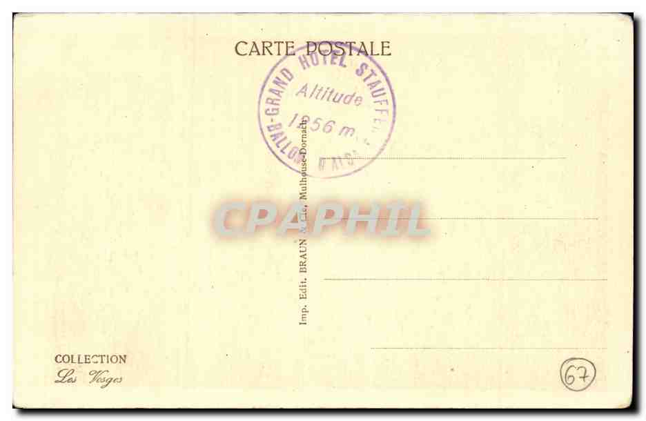 Ballon d'Alsace — Le Saut de la Truite — éditeur Imp. Braun, n° 688 — Rückseite