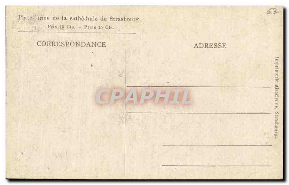 CPA Strasbourg La cathedrale — Verso