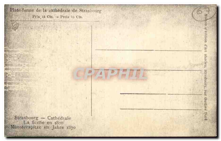 CPA Strasbourg Tour de la cathedrale — Verso
