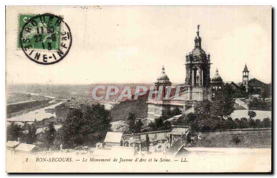 CPA Bon Secours Le monument de Jeanne d arc et la Seine 