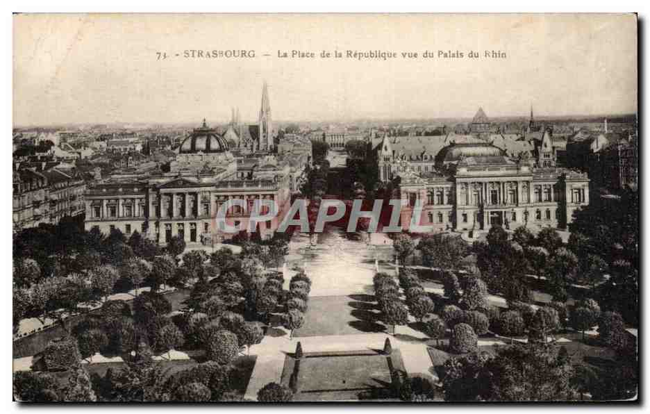 CPA Strasbourg La place de la Republique vue du palais du Rhin 