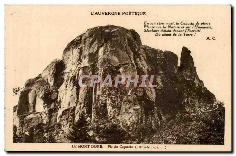Le Mont-Dore - Pic du Capucin (altitude 1473 m.) — L'Auvergne Poétique — éditeur Goentefangss (P.-de-D.)