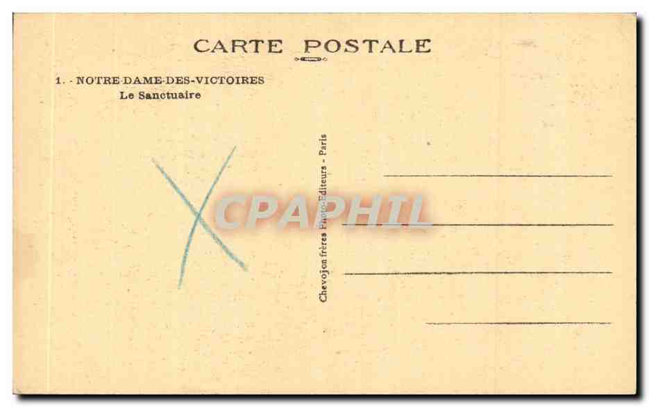 CPA Paris Notre Dame des Victoires Le sanctuaire — Rückseite