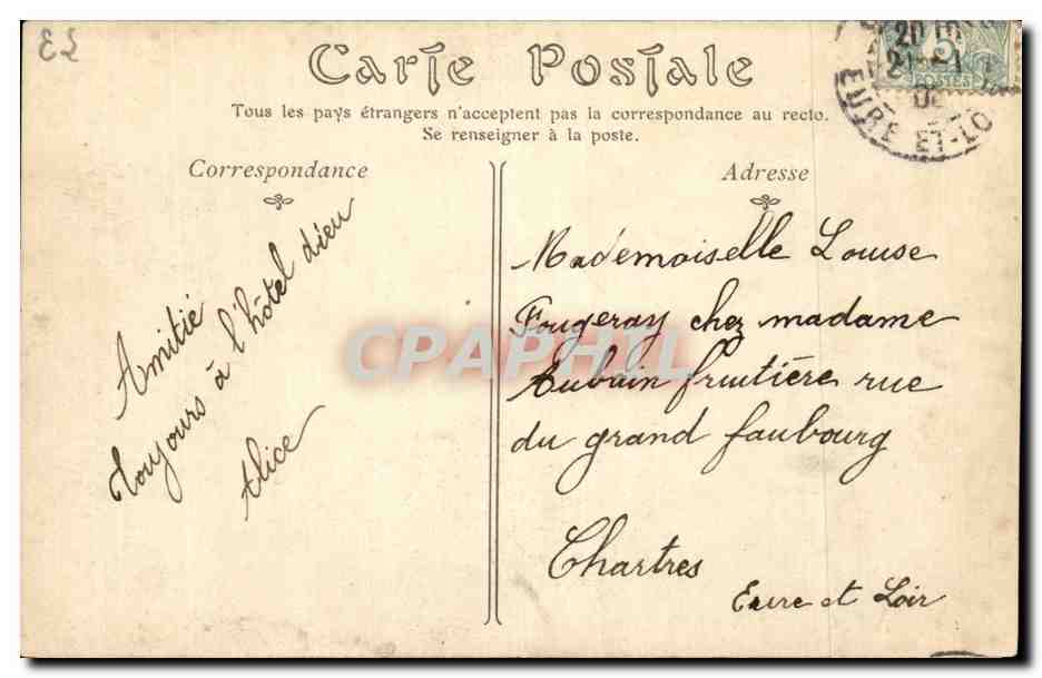 Geschmückter Portal mit Statuen — Chartres — Verlag: F. Phot — Rückseite