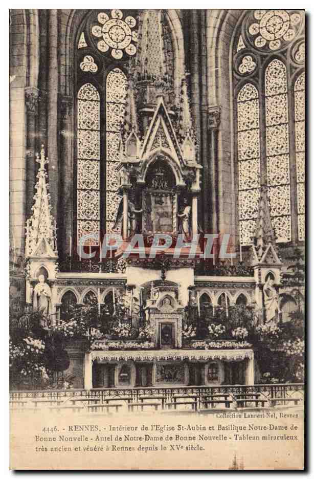 CPA Rennes Interieur de l eglise St Aubin et basilique Notre Dame de Bonne Nouvelle