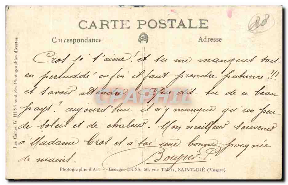Les Vosges — vue de chemin forestier — Huss.G — Verso
