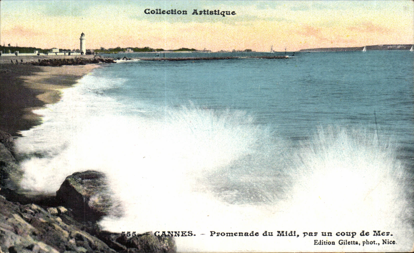 CPA Cannes Promenade du Midi par un coup de mer