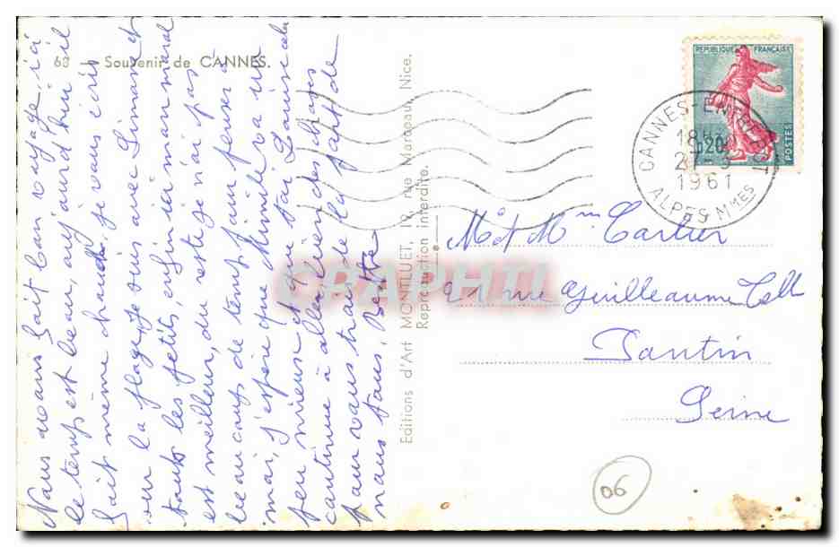 CPA Cannes Souvenir — Verso