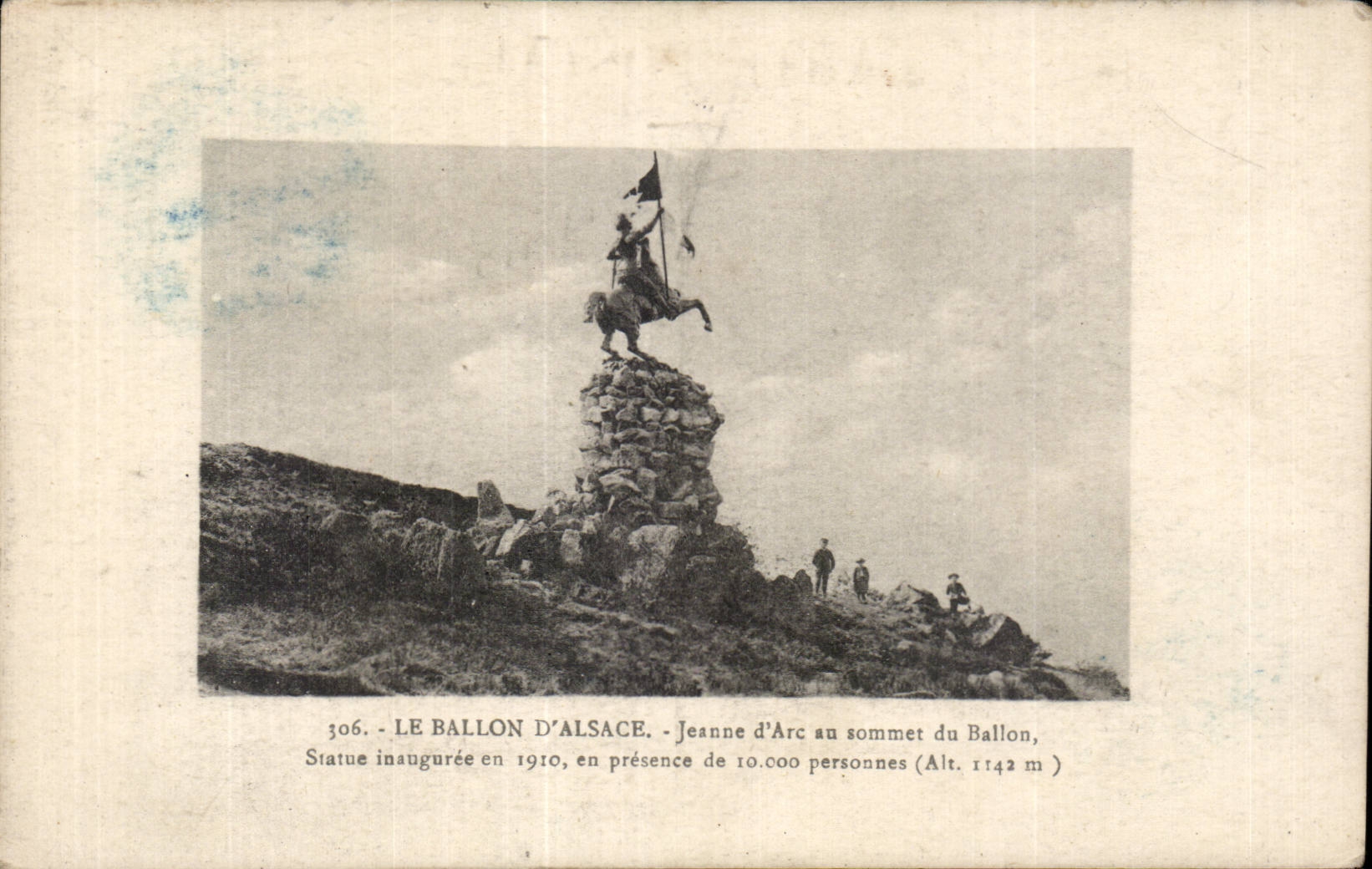 Le Ballon d'Alsace — Statue de Jeanne d'Arc au sommet (Alt. 1142 m) — Éditeur : Impr. Batazet, Ouest-Fougères