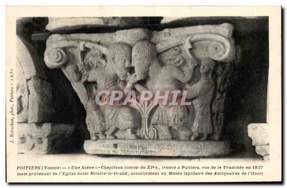 Poitiers (Vienne) — Chapiteau roman du XIe s. — J. Robuchon, n° 1231
