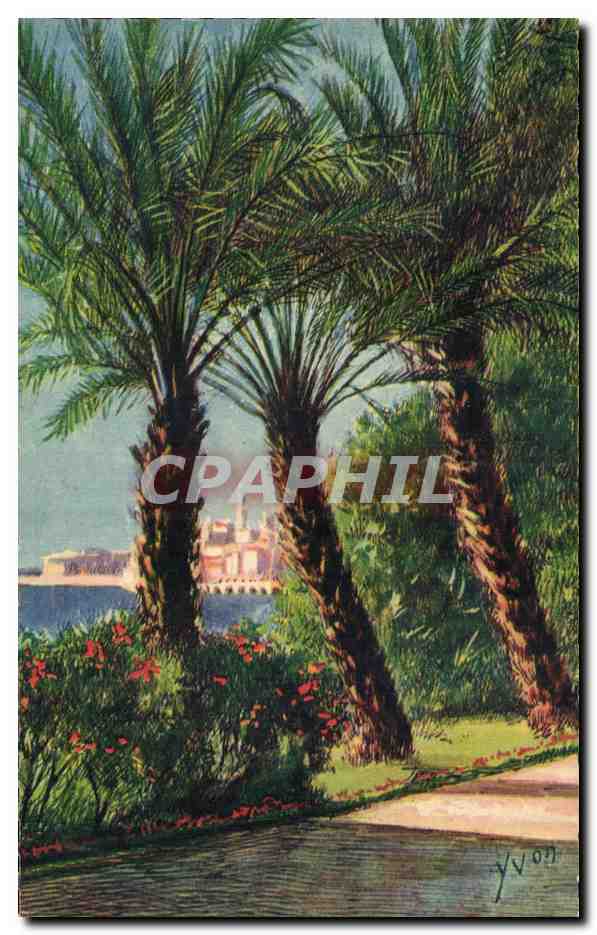 CPA Menton La ville a travers les palmiers