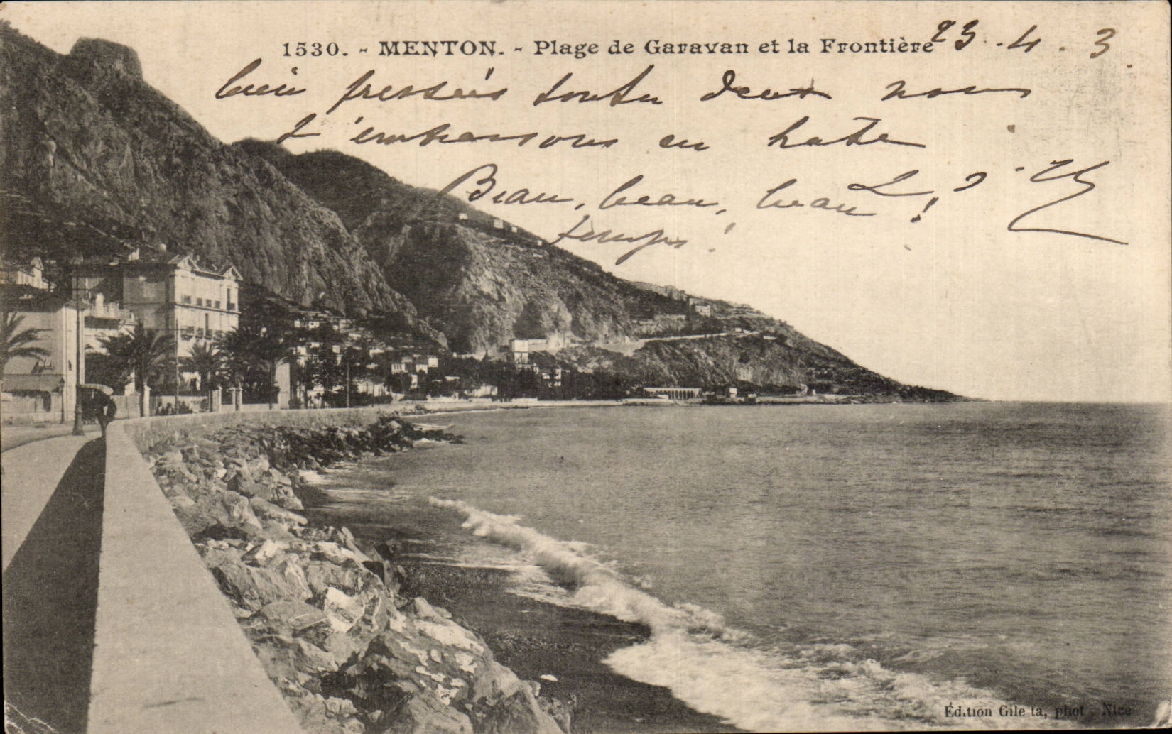 CPA Menton Plage de Garavan et la frontiere