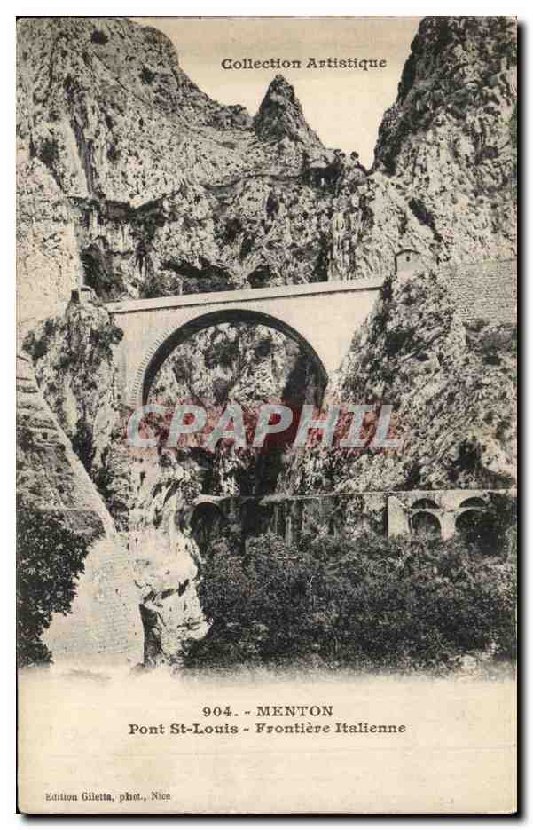CPA Menton Pont St louis Frontiere italienne 