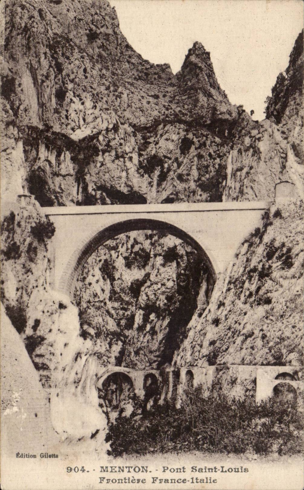 CPA Menton Pont St louis Frontiere italienne 