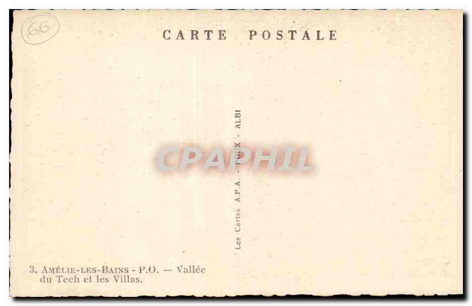 CPA Amelie les Bains Vallee du Ech et les villas — Rückseite