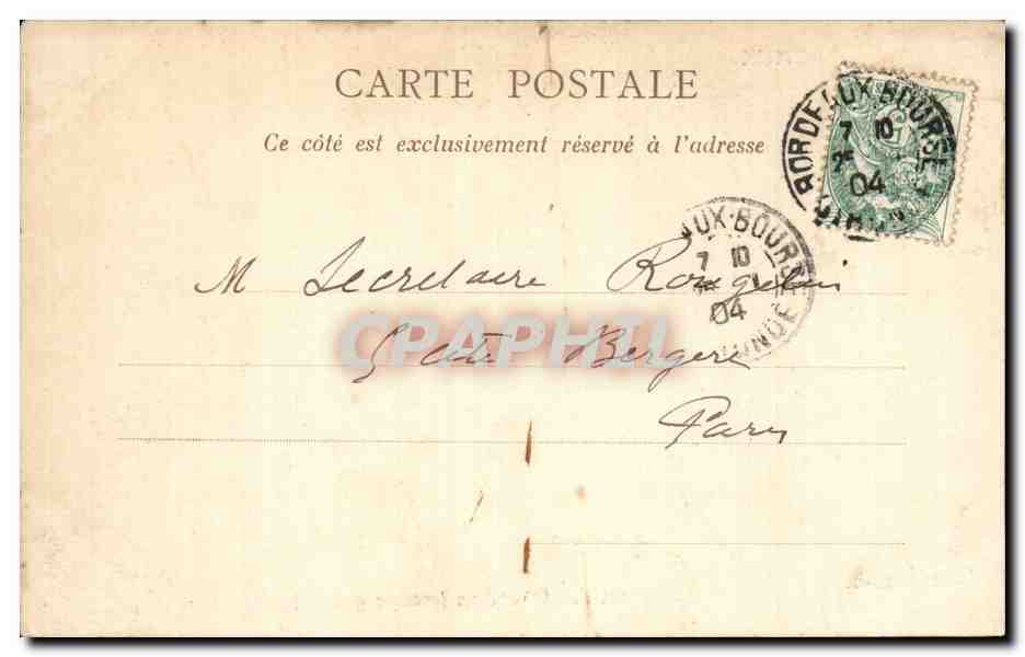 CPA Bordeaux Monument des Girondins  — Verso