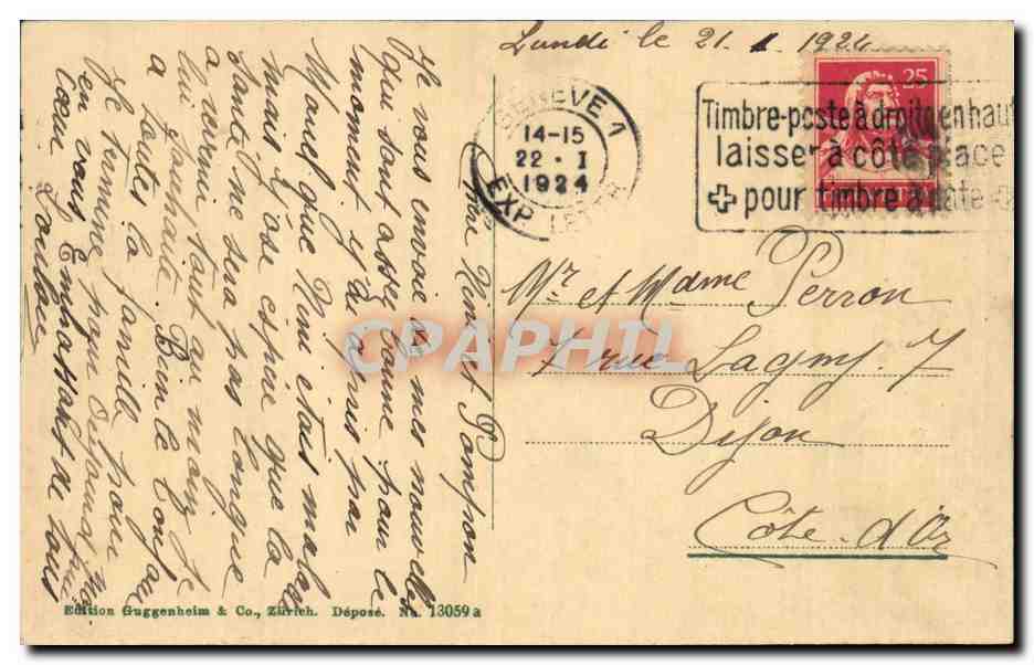 CPA Suisse Geneve Monument Brunswich — Verso