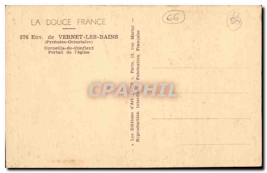 CPA Environs de Vernet les Bains Portail de l eglise — Rückseite