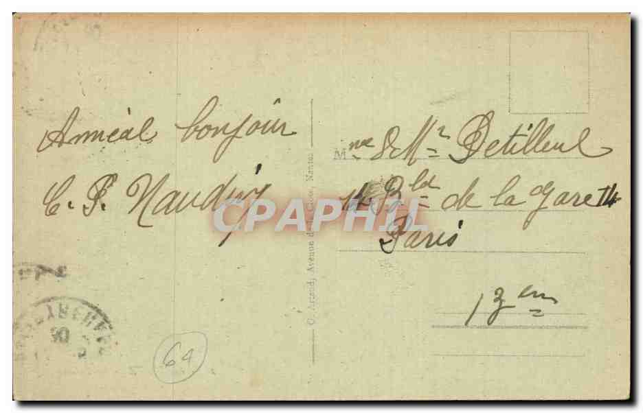 CPA Biarritz Le palais — Verso