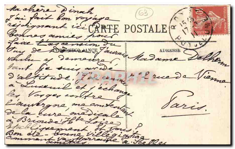 CPA Auvergne Royat et Clermont vus de l observatoire — Rückseite