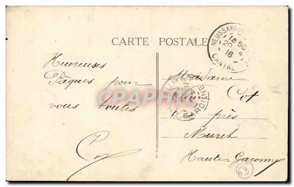 L'Auvergne pittoresque — La Cascade du Plat à Barbe, hauteur 18m, située dans un entonnoir de rochers — éditeur V.D.C. n°14 — Rückseite