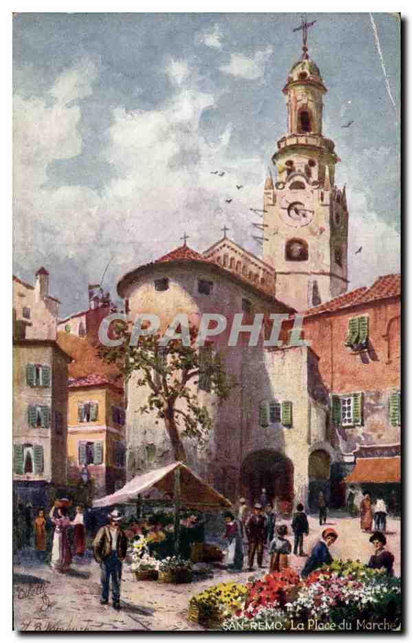 CPA Italie San Remo La place du marche