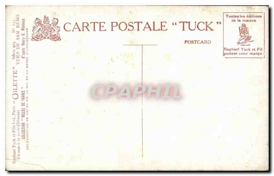 CPA Italie San Remo La place du marche — Rückseite