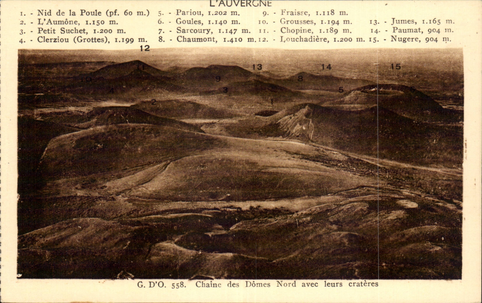 Chaîne des Dômes Nord avec leurs cratères — L'Auvergne — G.D'O. 558