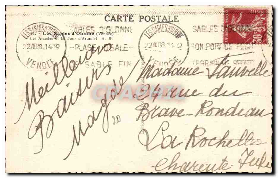 CPA Sables d olonne Les arcades et la tour d Arundel — Rückseite