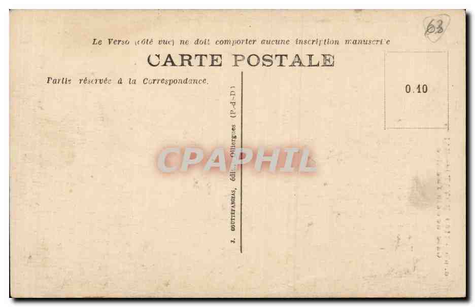 CPA Royat les Bains Cascade de la Tiretaine — Rückseite