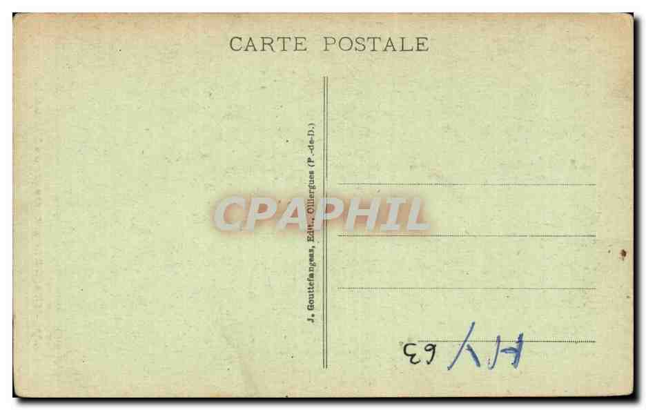 Rue pittoresque du Vieux Royat — éditeur J. Gousteifanges, n° 435 — Verso