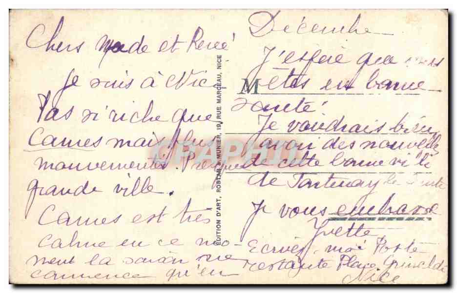 CPA Nice La grotte du jardin Alber 1er — Rückseite
