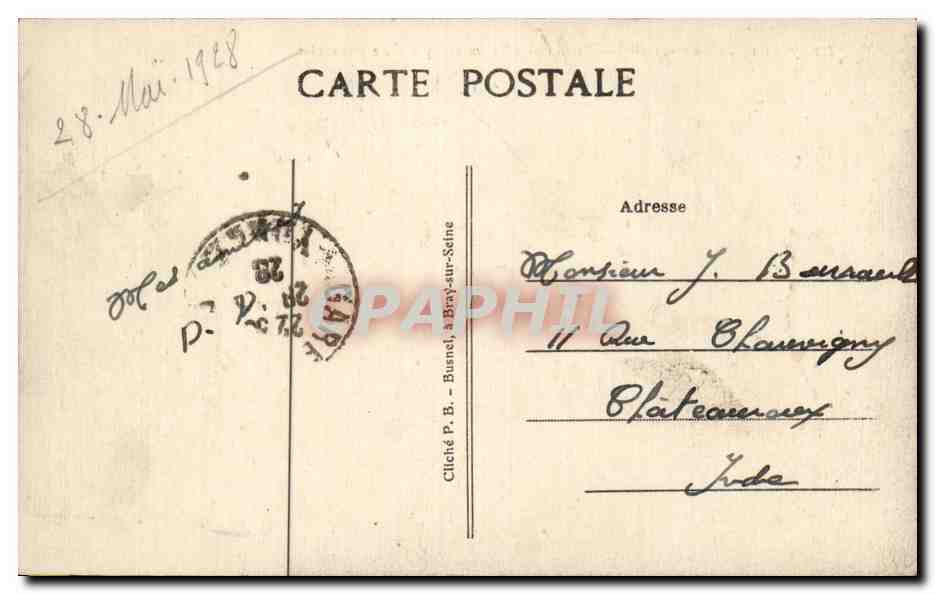 CPA Bray sur Seine Chemin du vieux Mouy L ile penancier — Back
