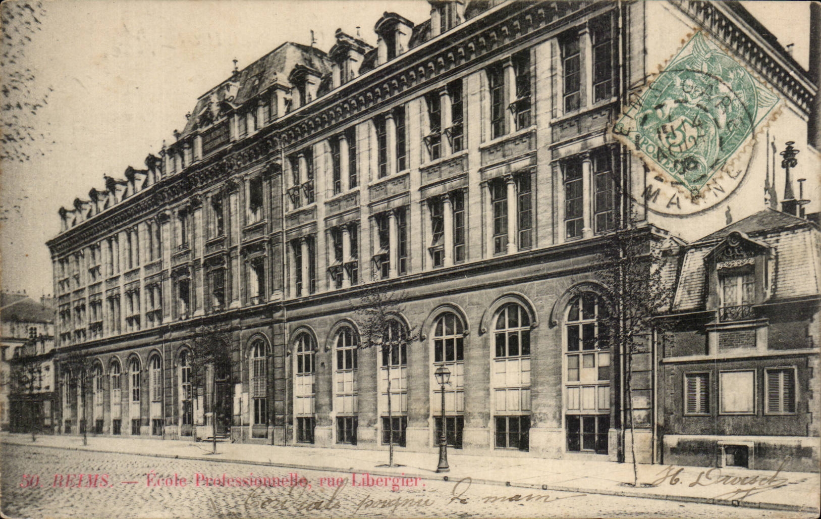 Reims — École Professionnelle, rue Libergier — Éditeur : H. Drouet
