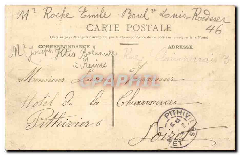 Reims — École Professionnelle, rue Libergier — Éditeur : H. Drouet — Verso