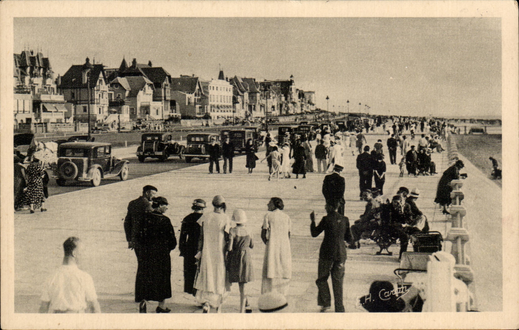 Promenade sur la digue — vue animée — H. Caron, Le Touquet-Paris-Plage