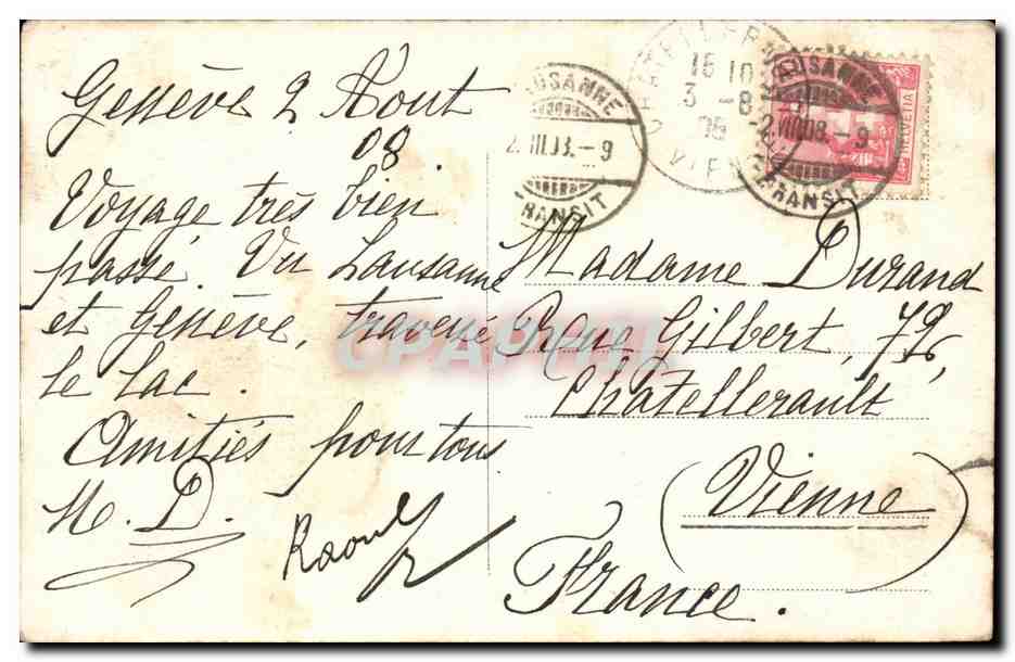 CPA Suisse Geneve Jonction de l Arve et du Rhone  — Verso