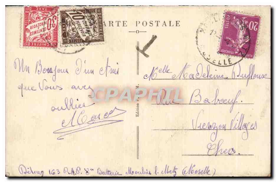 Metz — Vue prise du Belvédère de l'Esplanade — Édition L. Metz, n° 243 — Verso