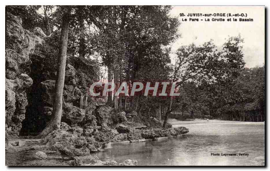 CPA Juvisy sur orge Le parc La grotte et le bassin 