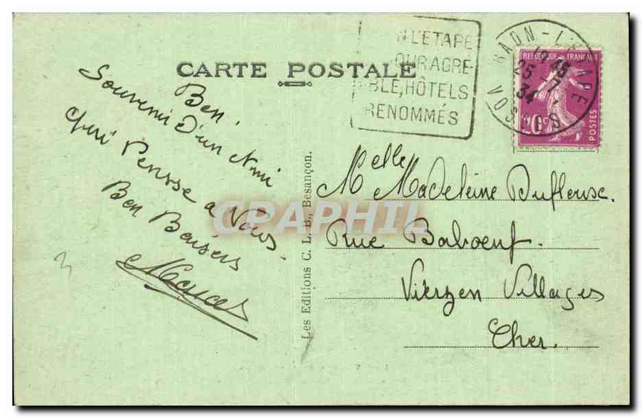 CPA Raon l etape Rive droite de la Meurthe — Rückseite