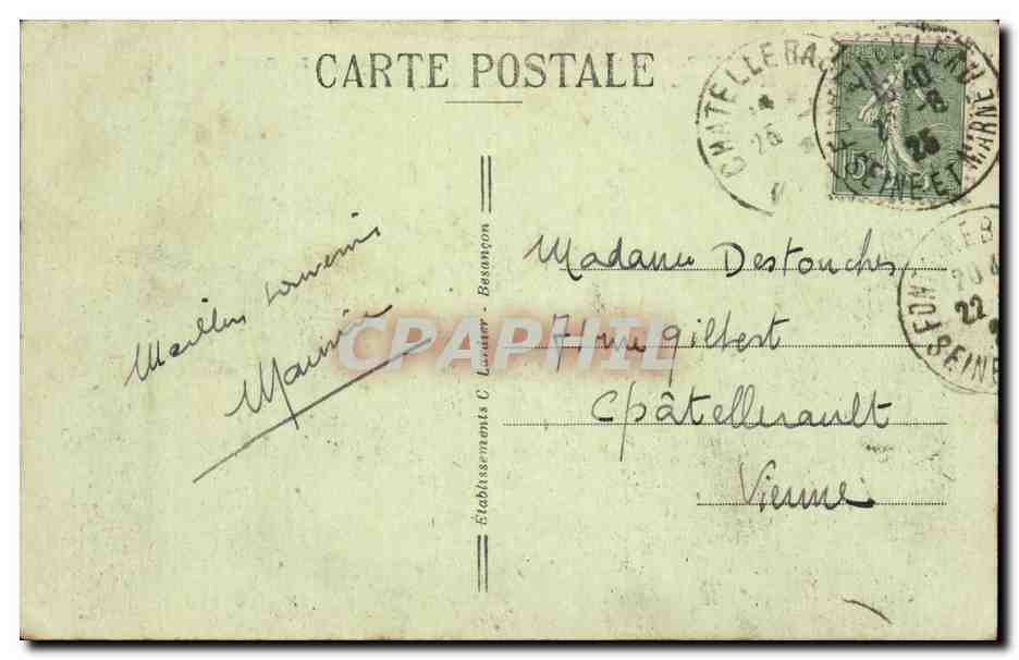 Besançon-les-Bains — Vallée pittoresque de Casamène — Le Doubs — L'Île Maîpas — La Citadelle et Route de Lyon — C.L.B. n°133 — Reverso
